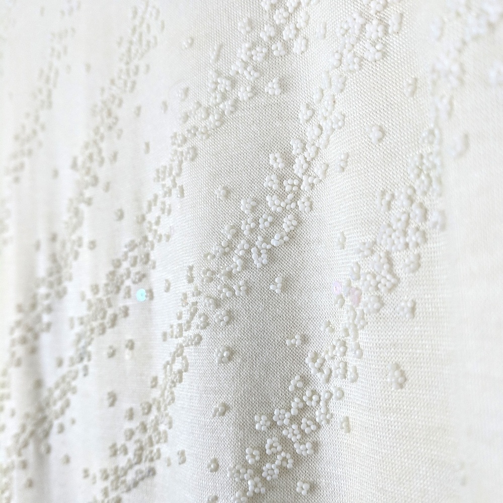 Semi-Sheer Scoop Neck Beads Sequins Top XL - Picture 3 of 8